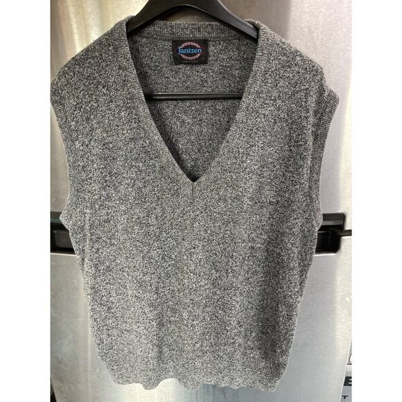 Jantzen Mens‎ XL Gray Sleeveless Knit V-Neck Sweater Vest Made In USA - Picture 1 of 9
